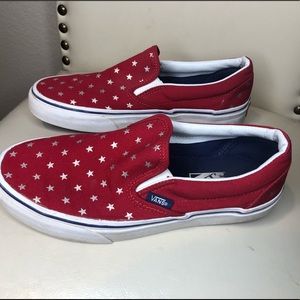 Red stars Vans Slip on shoes